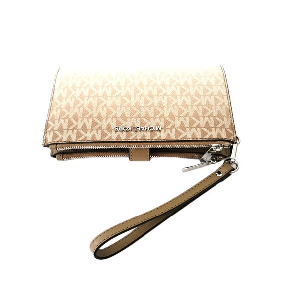 Michael Kors Jet Set Travel Large Double Zip Wristlet Clutch Husk MK Logo Ombre - Picture 6 of 7